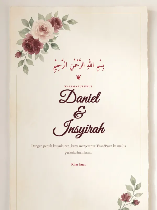 Majlis card — the Adat Klasik Bunga design in Klasik style