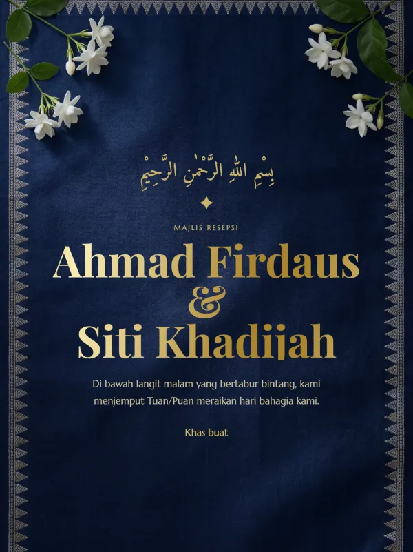 Majlis card — the Adat Songket Nilam design in Songket style