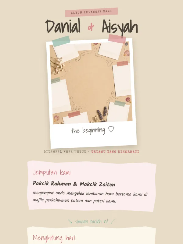 Rustic wedding card — the Album Kenangan design (Buku skrap)