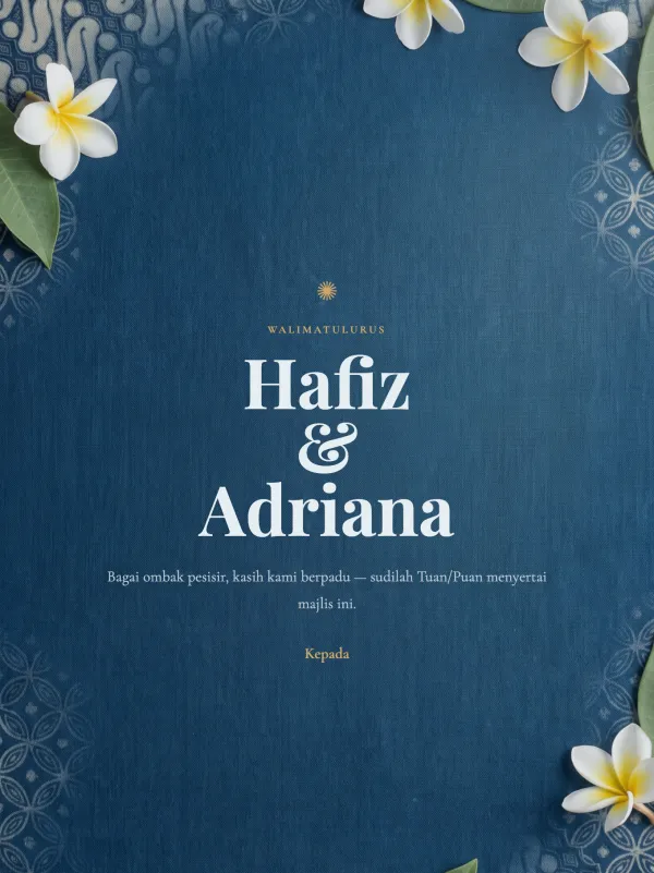Majlis card — the Batik Pesisir Biru design in Batik style