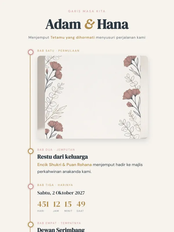 Modern wedding card — the Garis Masa Kita design (Garis masa)