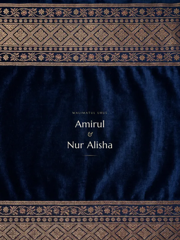 Songket wedding card — the Sulam Songket design (Songket biru malam)