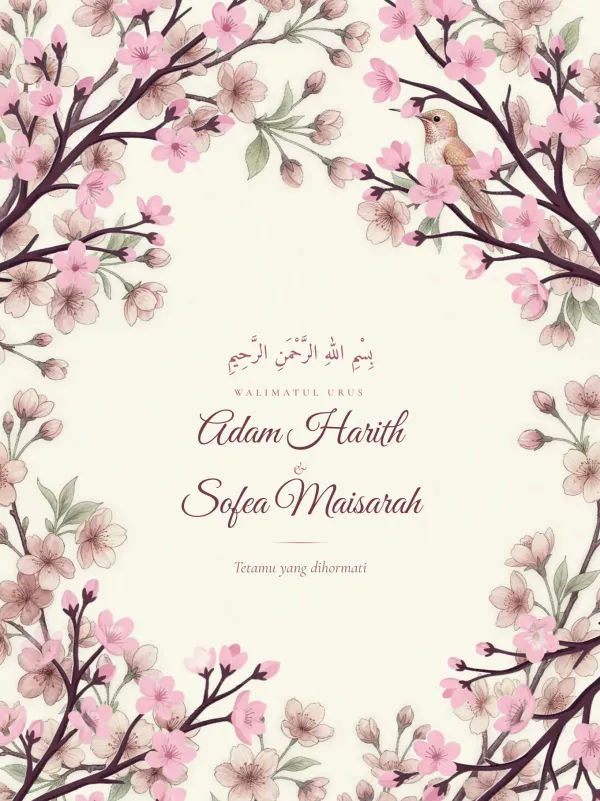 Kad kahwin digital — the Klasik Sakura design in Klasik style