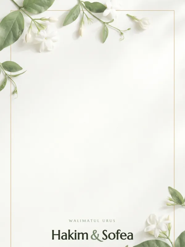 Sage green wedding card — the Melur Pagi design (Melur)