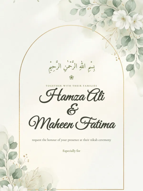 Nikah Sage Air digital invitation design
