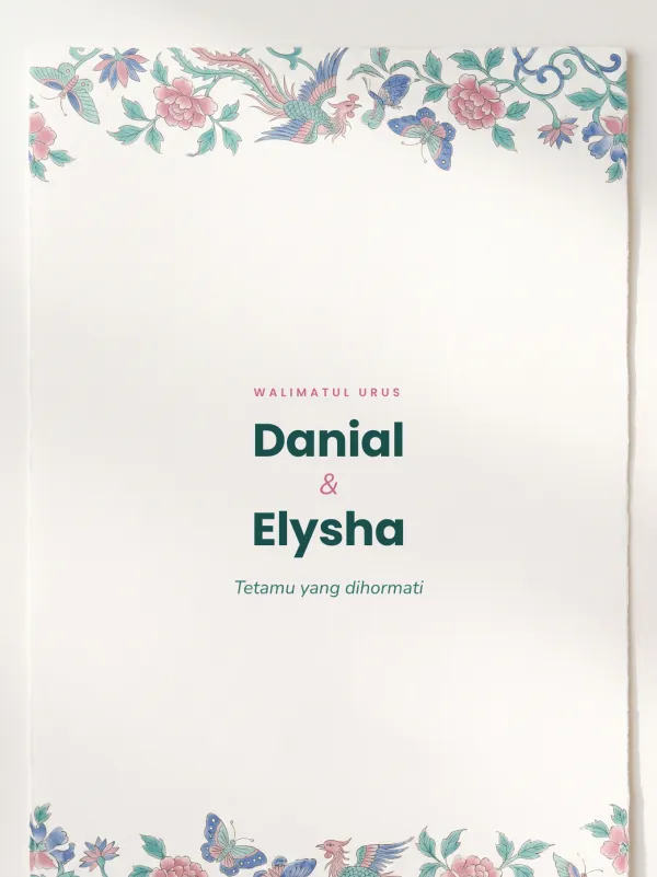 Pastel wedding card — the Peranakan Pastel design (Jubin Peranakan)