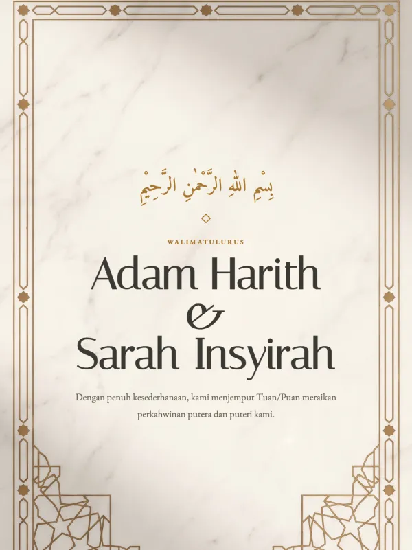 White wedding card — the Sakinah Marmar Gading design (Marmar)