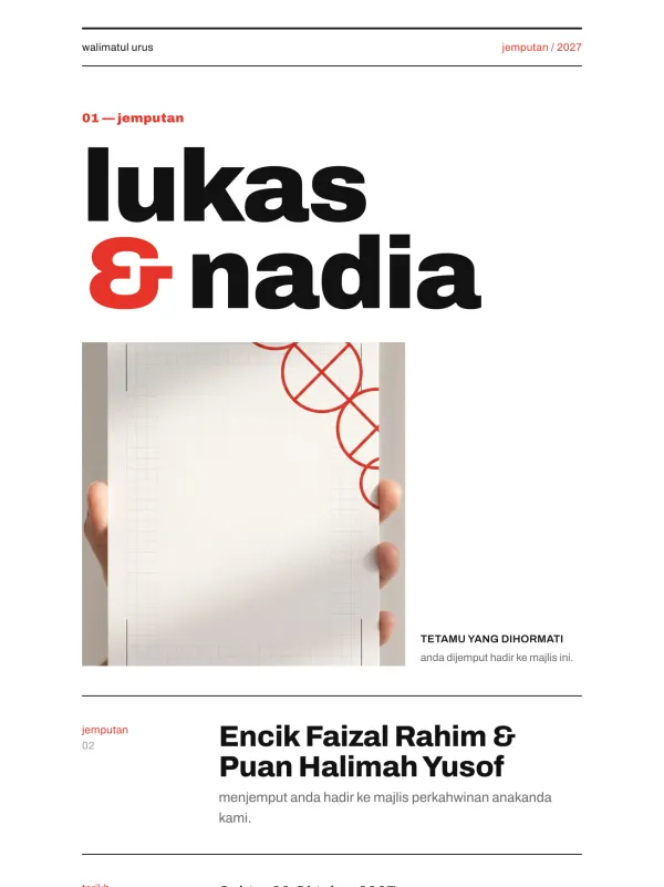 White wedding card — the Swiss Putih design (Tipografi)