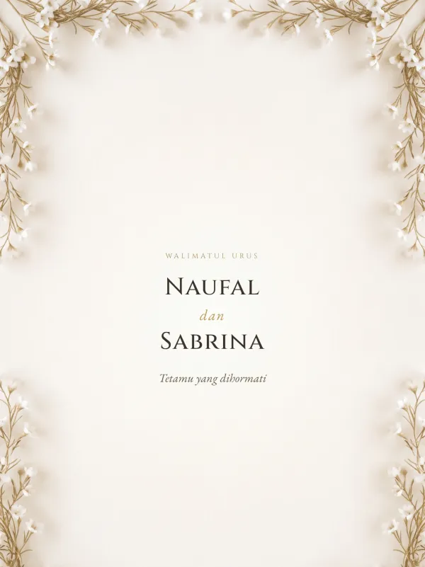 White wedding card — the Tanjung Mutiara design (Mutiara)