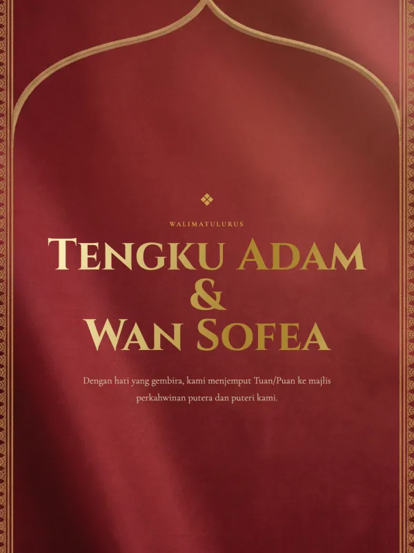 Songket wedding card — the Tenun Merah Delima design (Tenun merah)